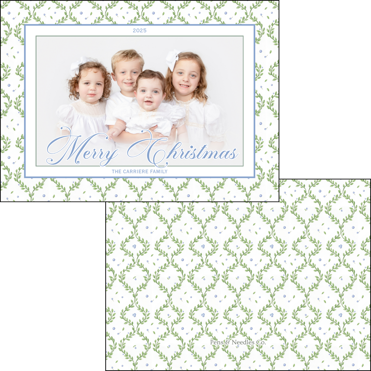 Holiday Card Lattice Garland Border