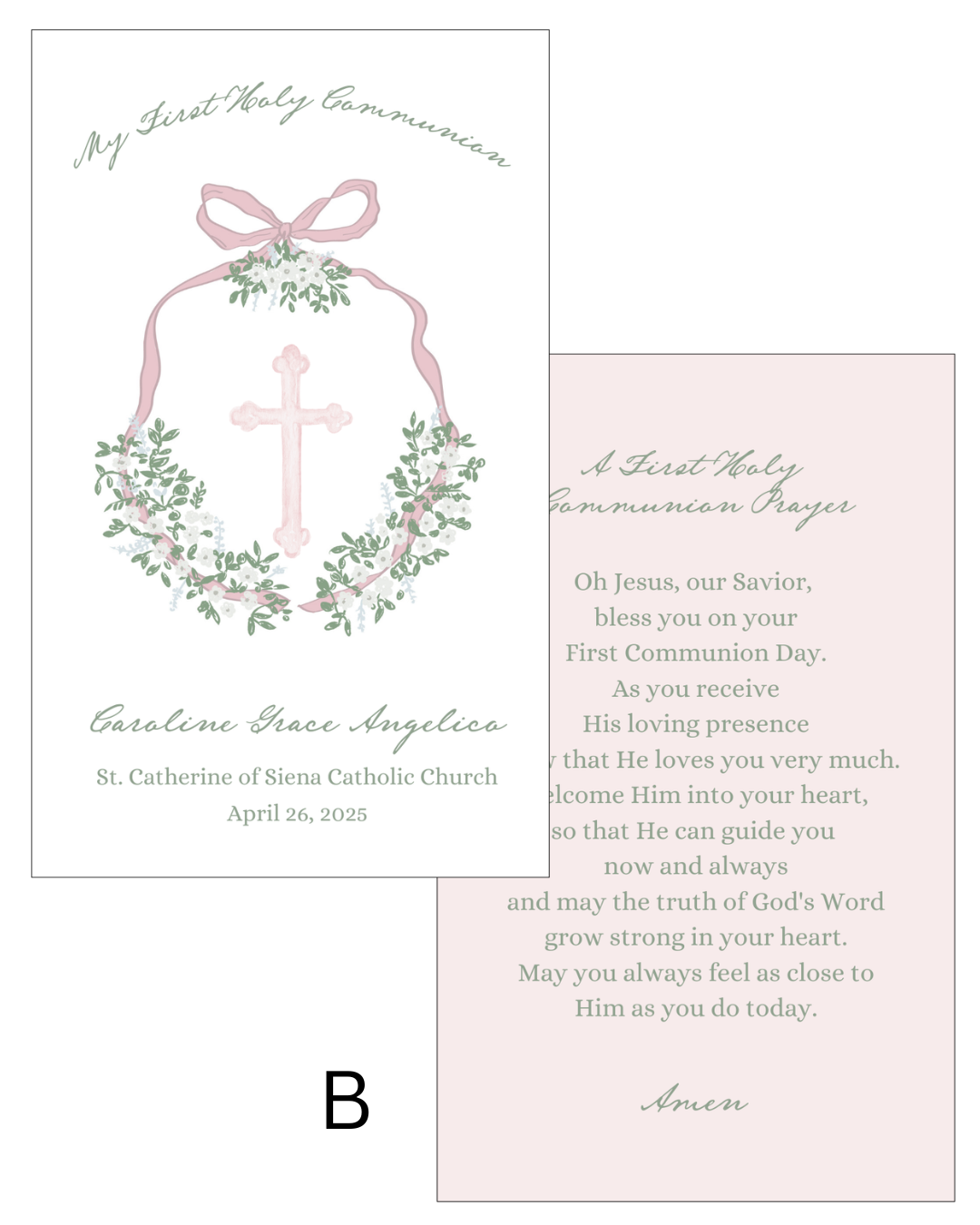 First Holy Communion Prayer Cards