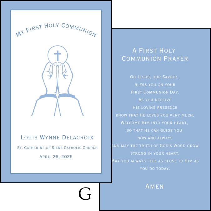 First Holy Communion Prayer Cards
