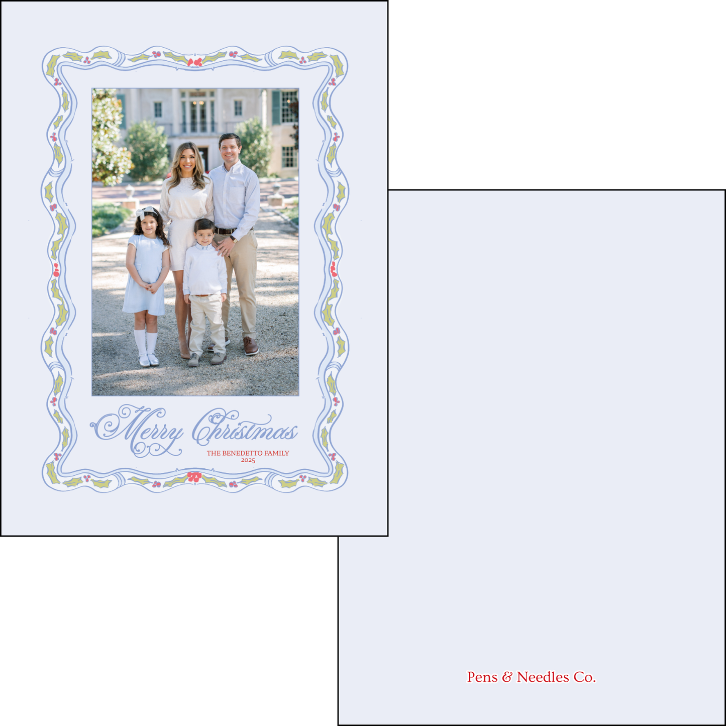 Holiday Card Scalloped Holly Border