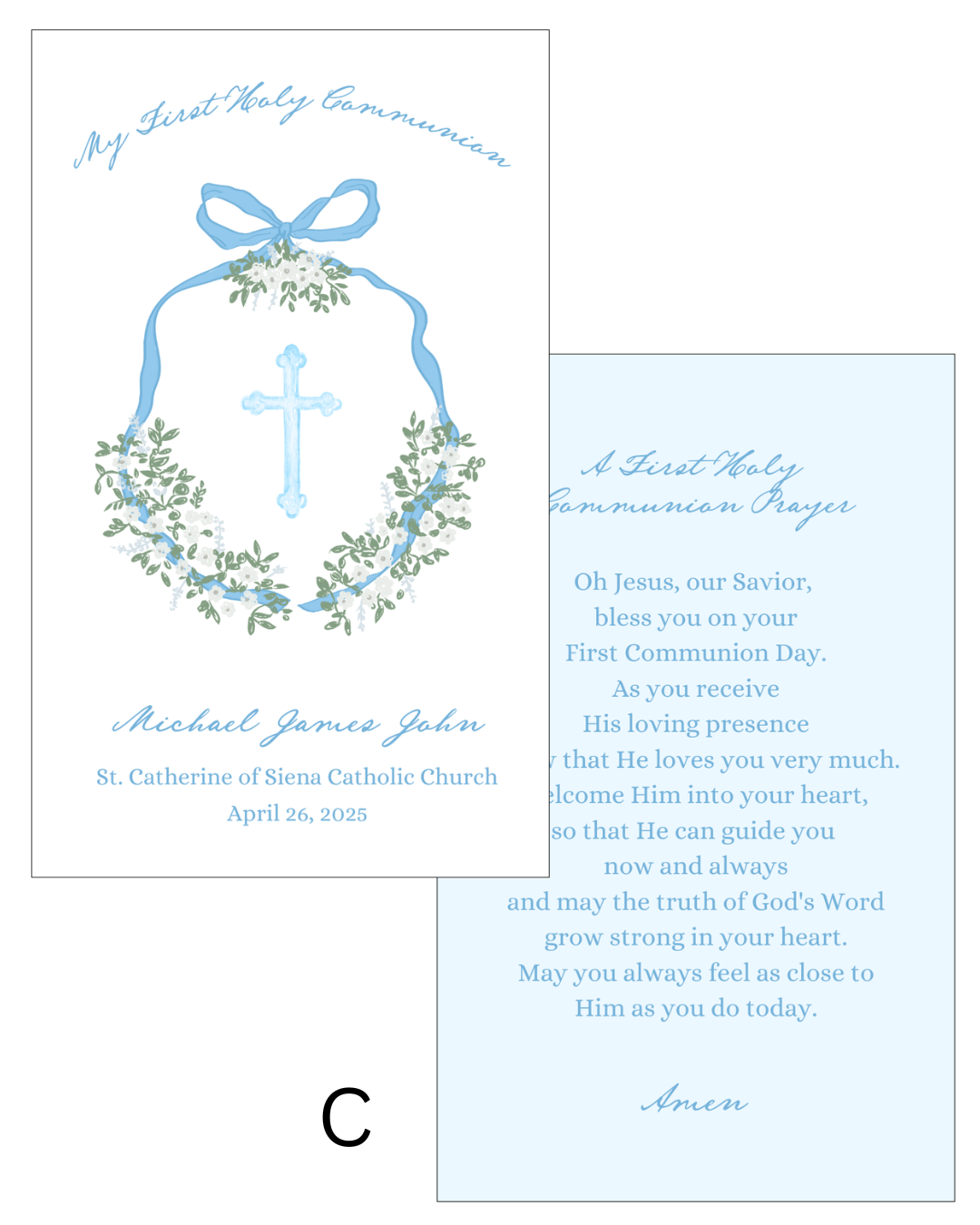 First Holy Communion Prayer Cards