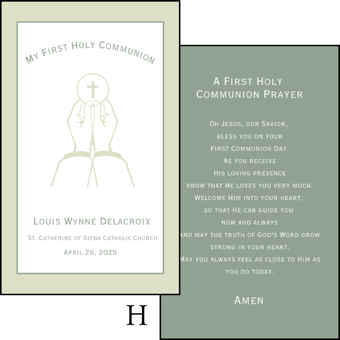 First Holy Communion Prayer Cards