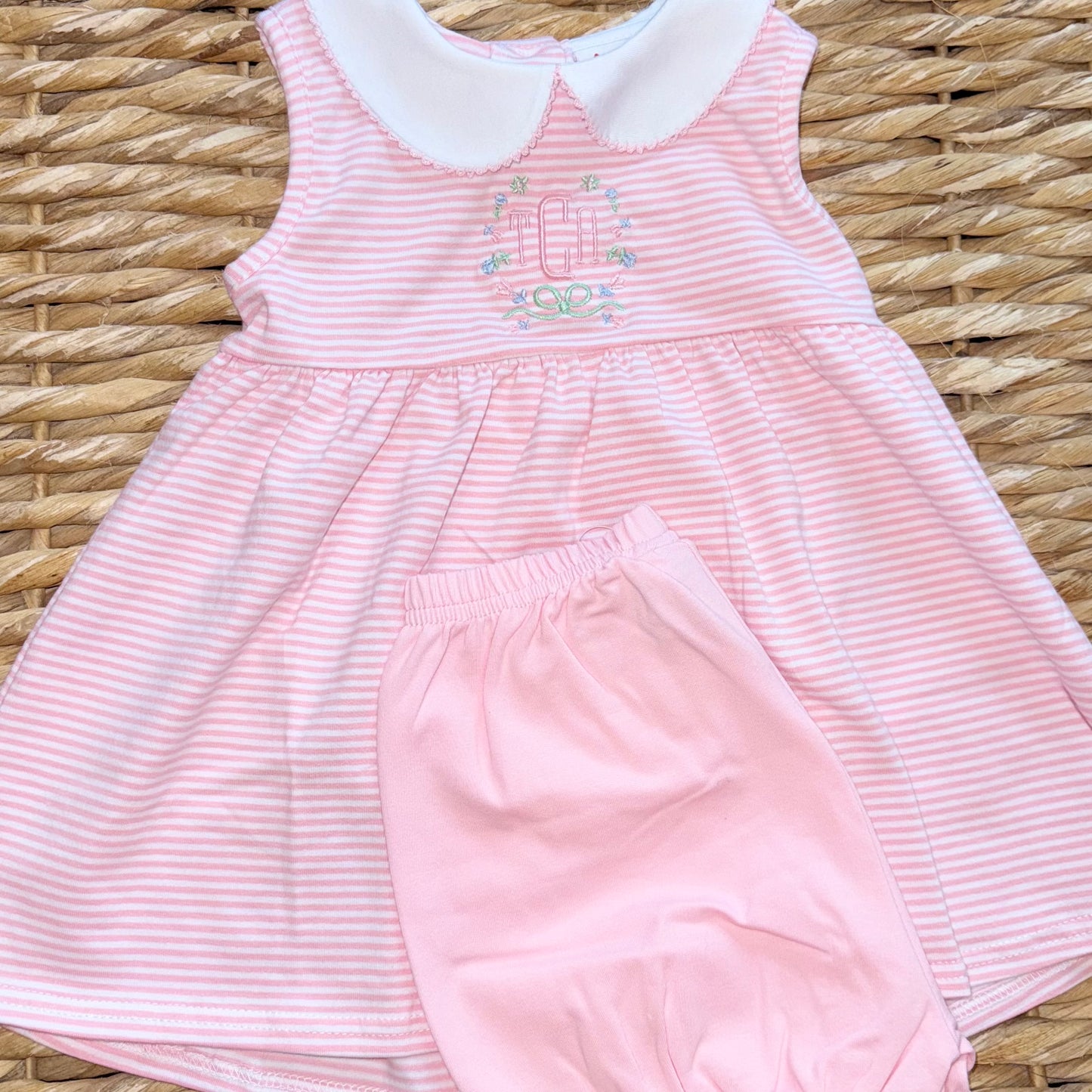 Jelly Bean Charlotte Bloomer Set-Light Pink Stripe