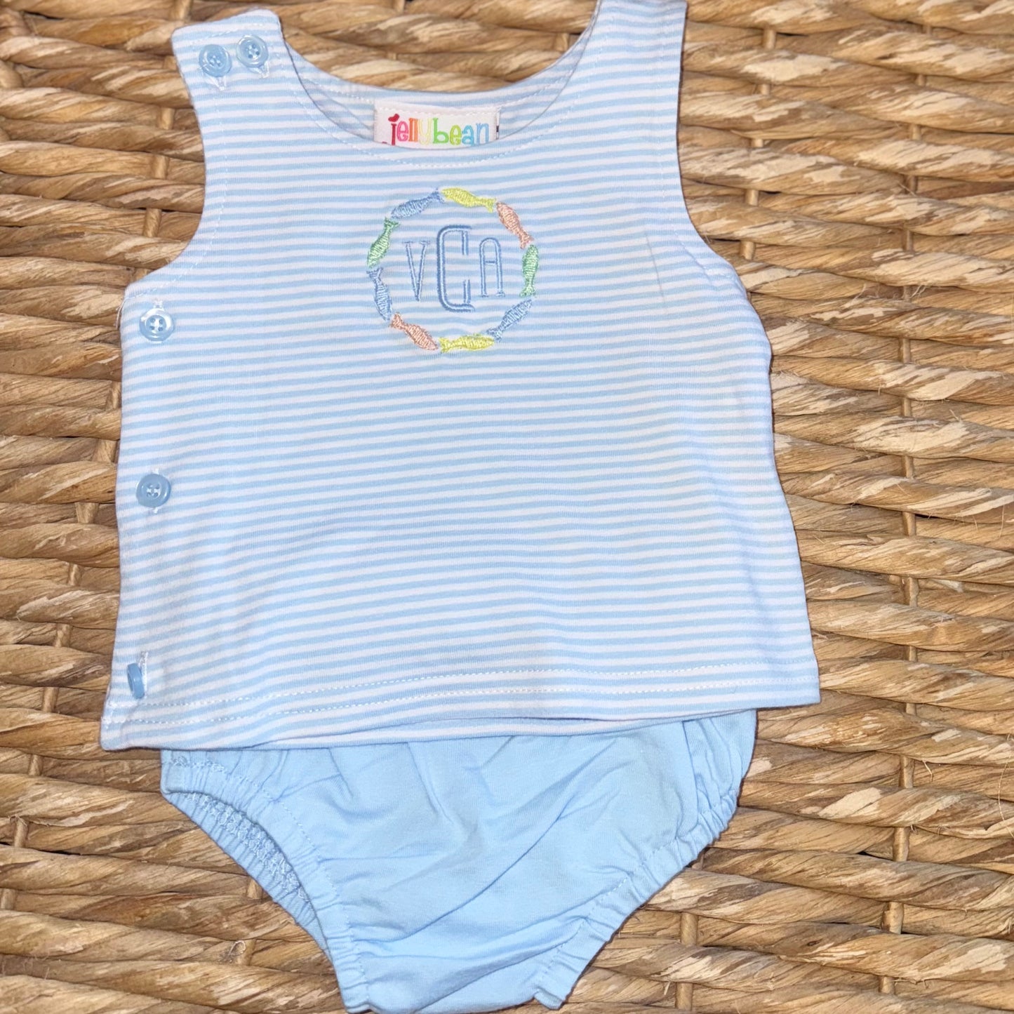 Jelly Bean Charlie Diaper Set- Light Blue Stripe