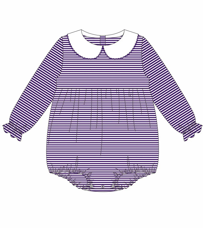 Striped Peter Pan Collar Long Sleeve Bubble GIRLS