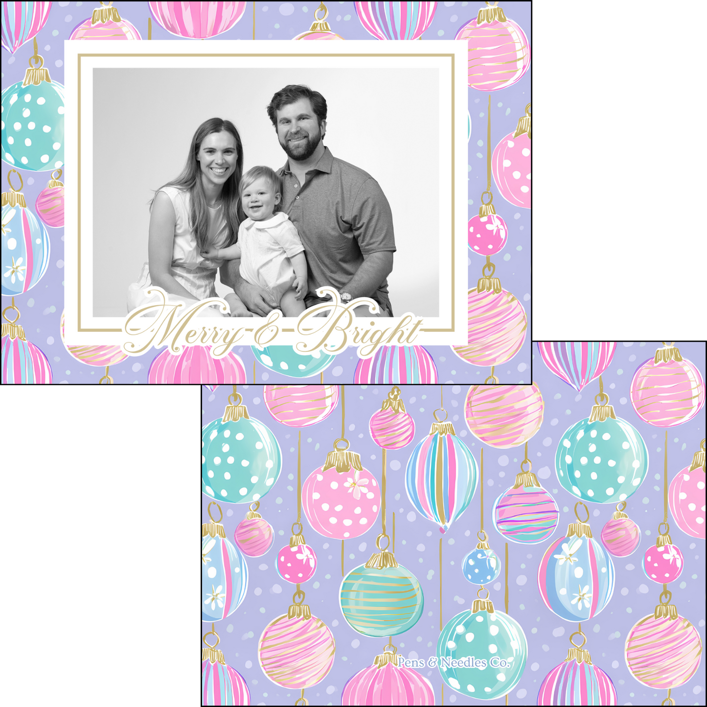 Holiday Card Pastel Ornaments