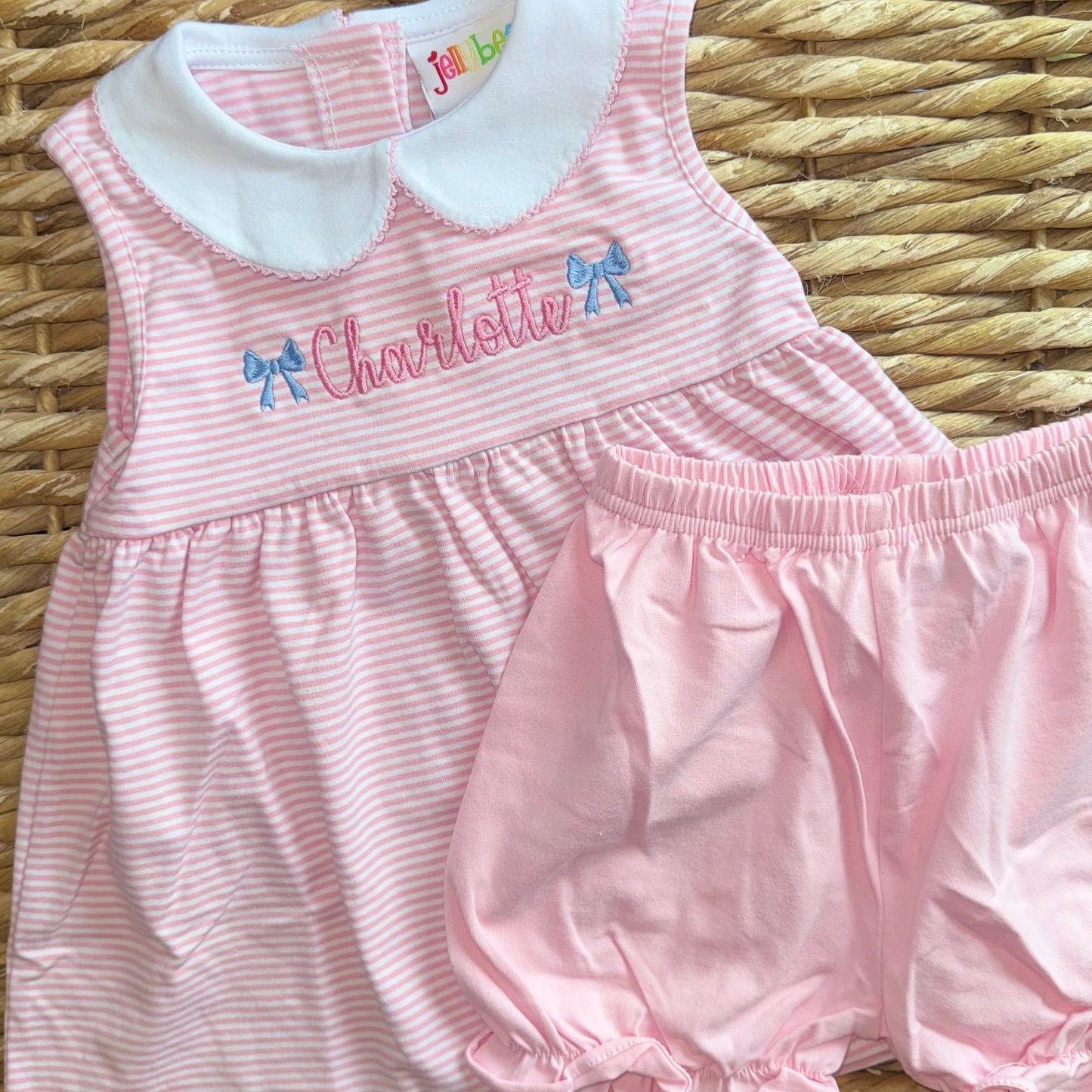 Jelly Bean Charlotte Bloomer Set-Light Pink Stripe