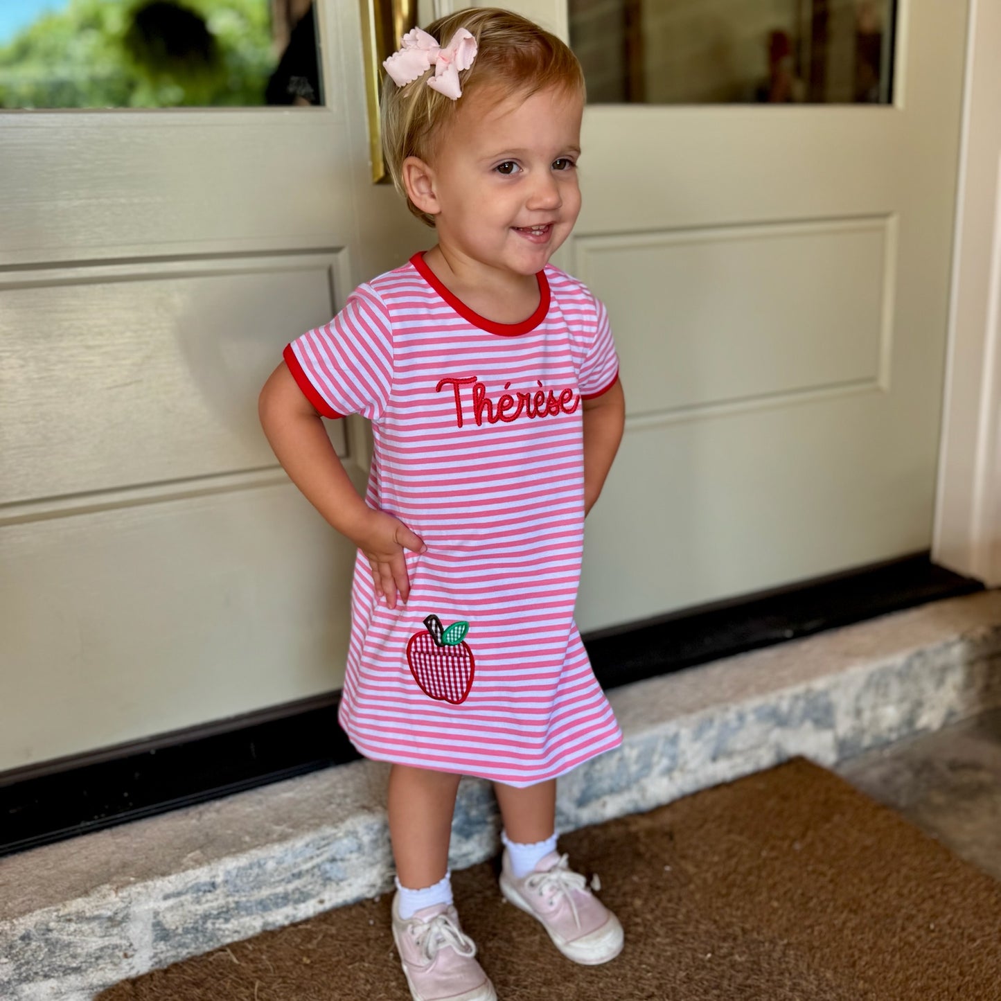 Jellybean Apple Pocket Applique Dress