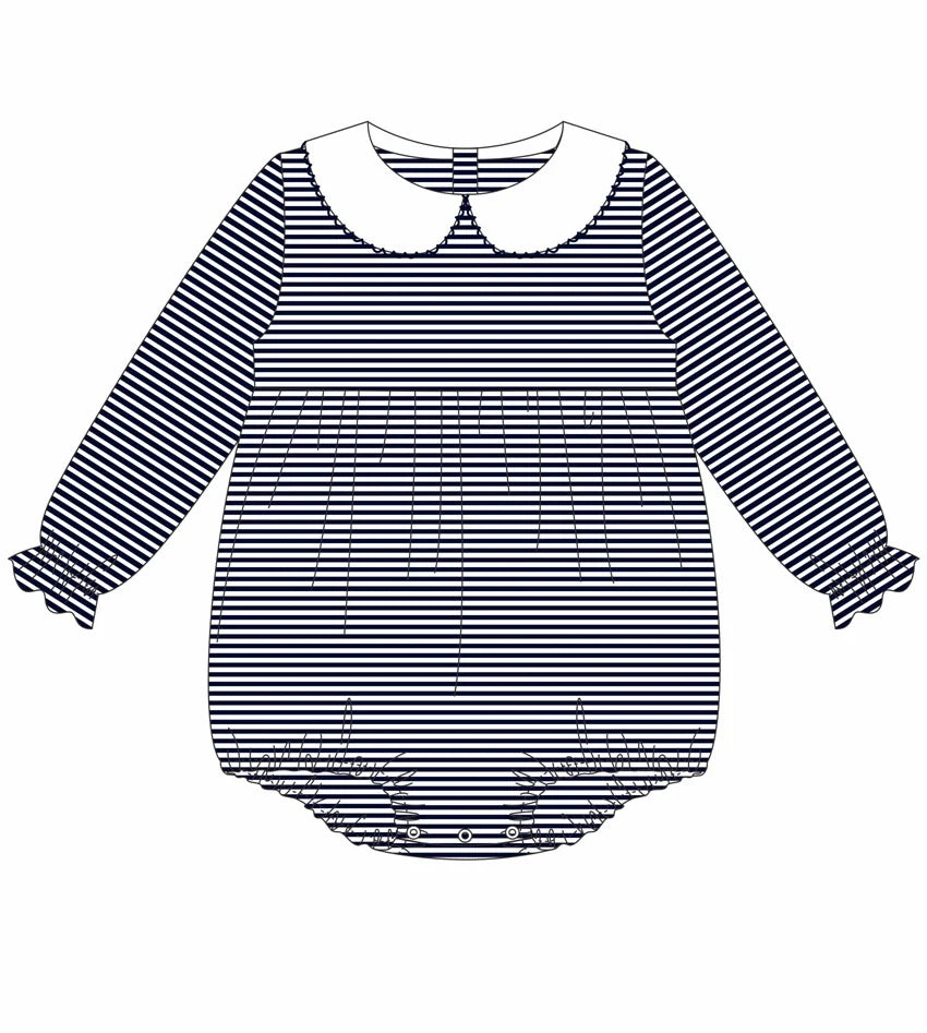 Striped Peter Pan Collar Long Sleeve Bubble GIRLS