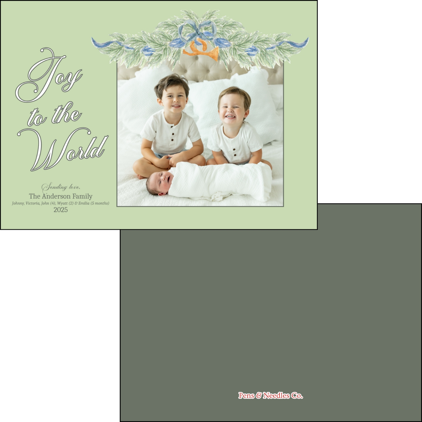 Holiday Card French Horn Swag Garland