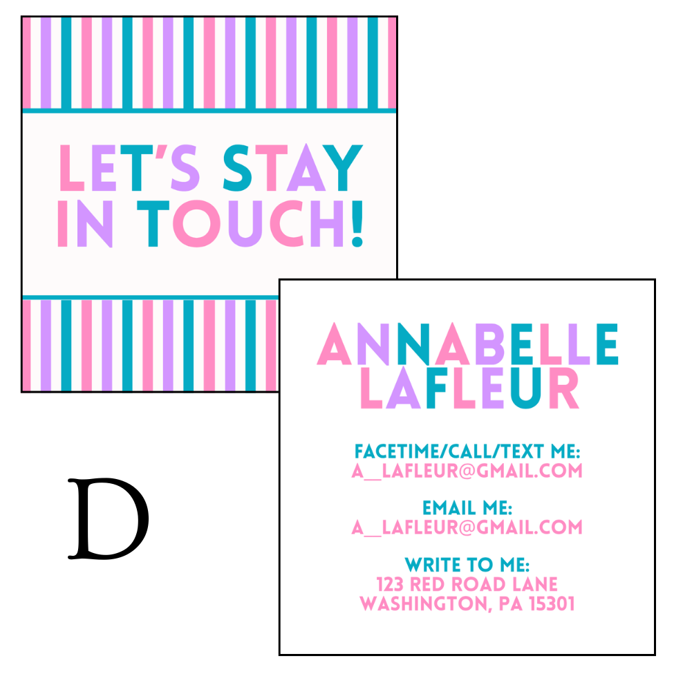 Camp Calling Cards