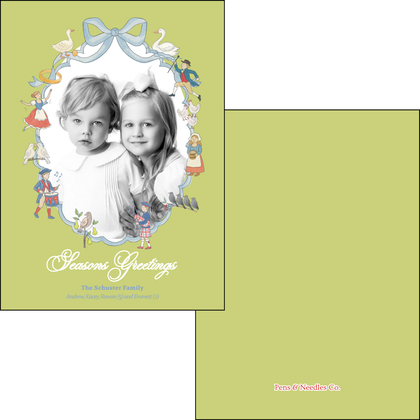 Holiday Card Oval Frame 12 Days of Christmas