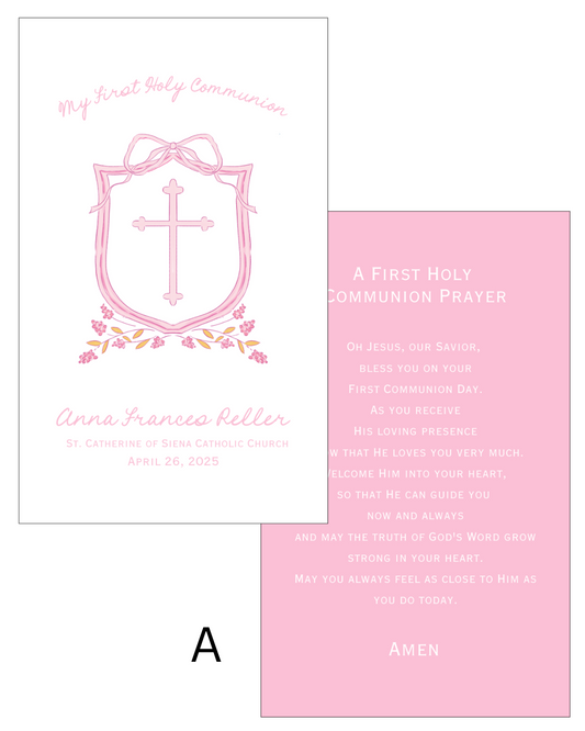 First Holy Communion Prayer Cards
