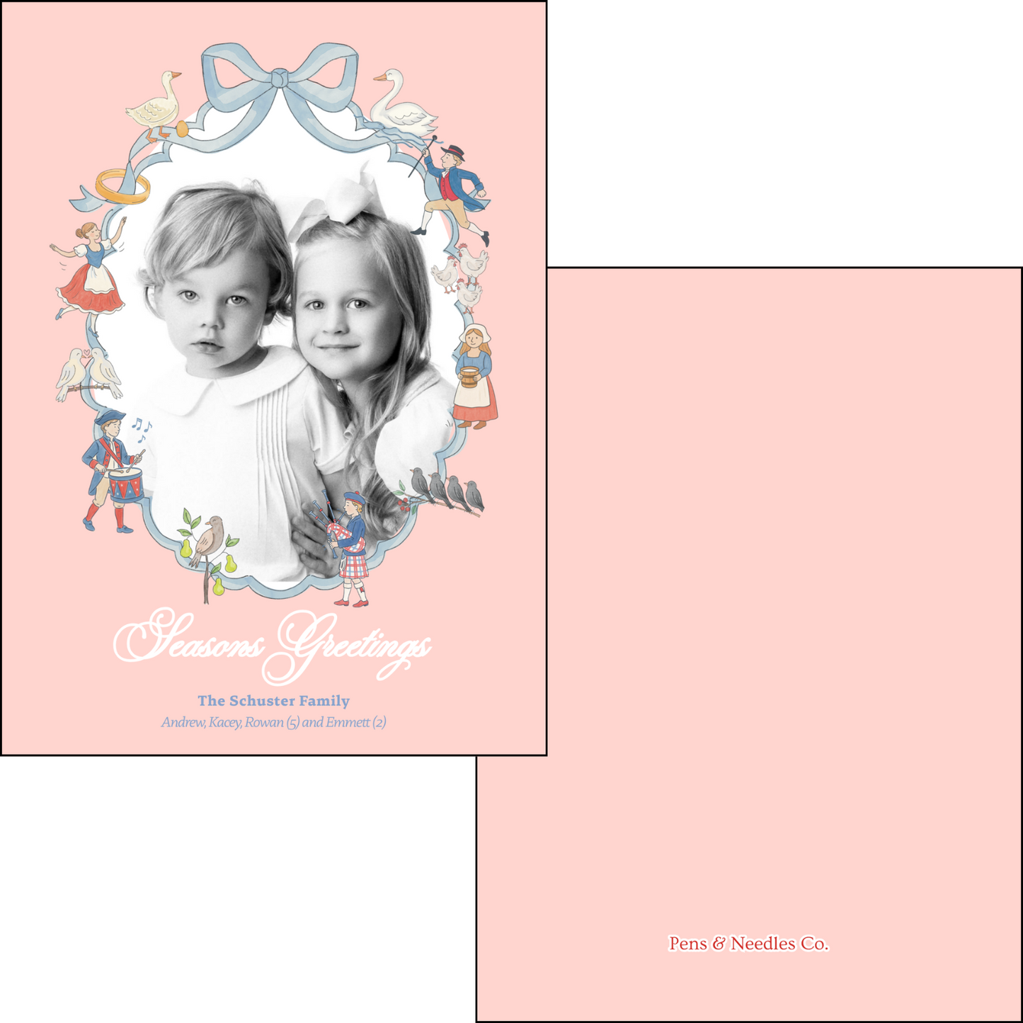 Holiday Card Oval Frame 12 Days of Christmas