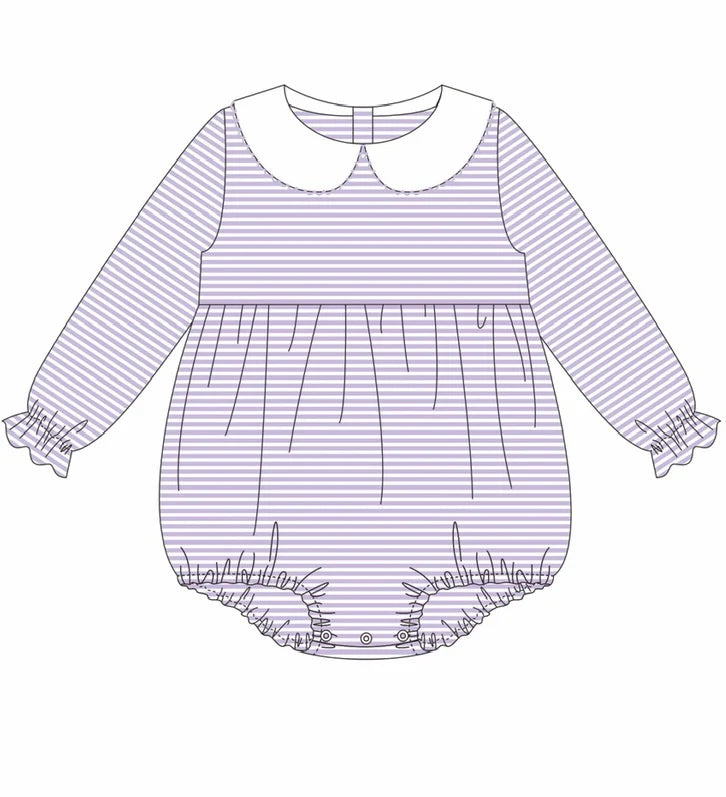 Striped Peter Pan Collar Long Sleeve Bubble GIRLS