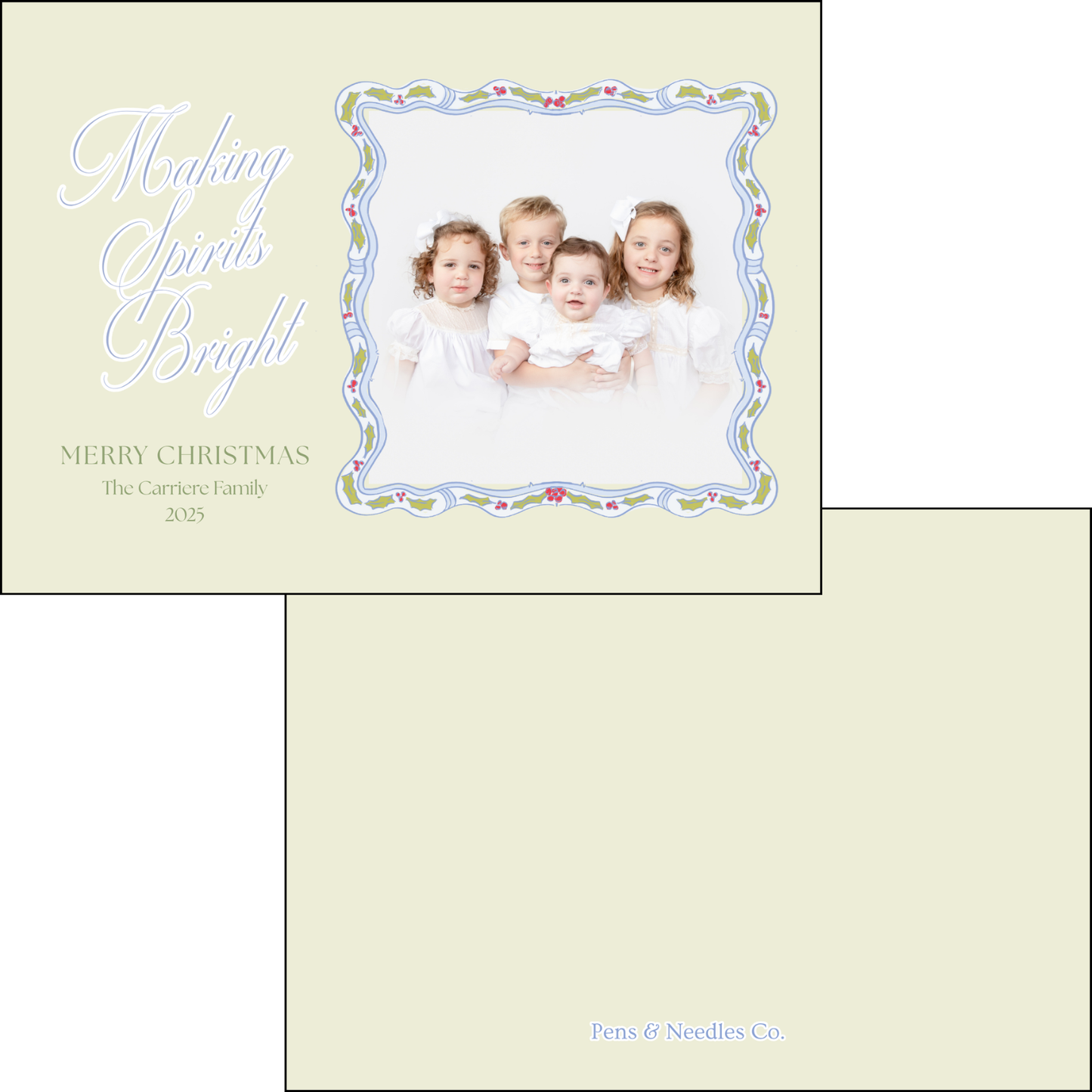Holiday Card Scalloped Holly Border