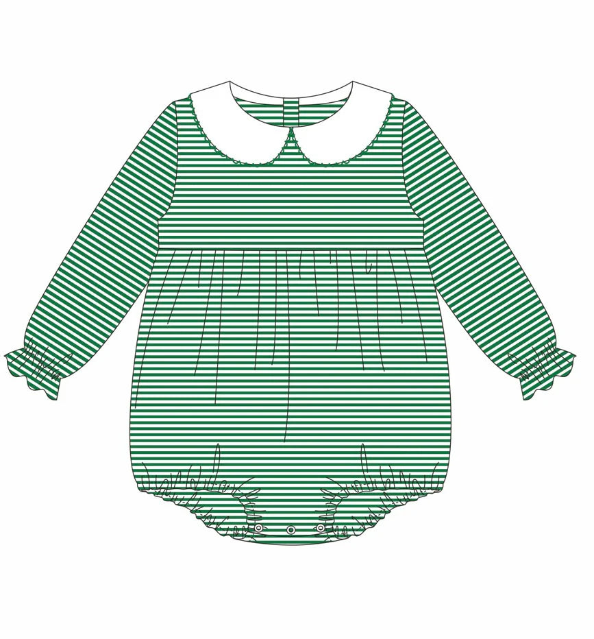 Striped Peter Pan Collar Long Sleeve Bubble GIRLS