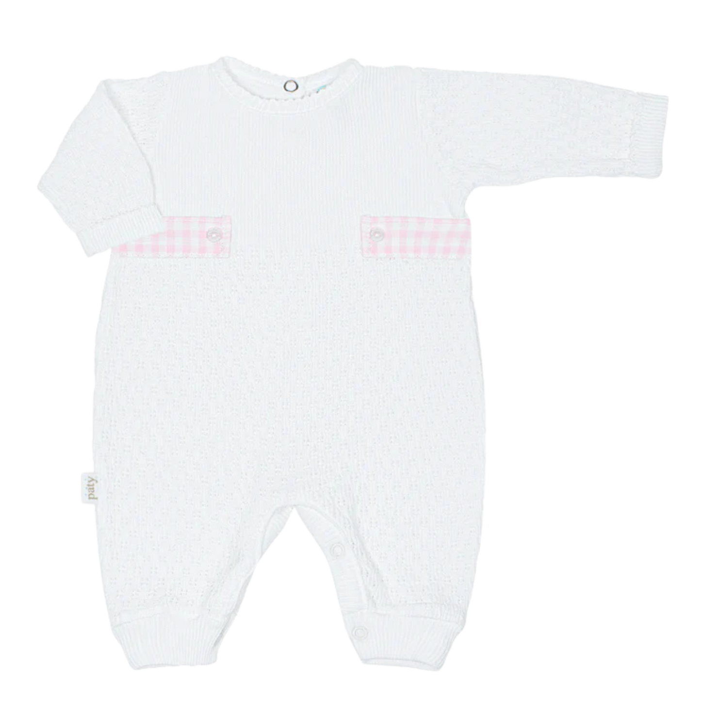 Paty Knit Romper, Gingham Tabs #166LSGHM- Fall Preorder