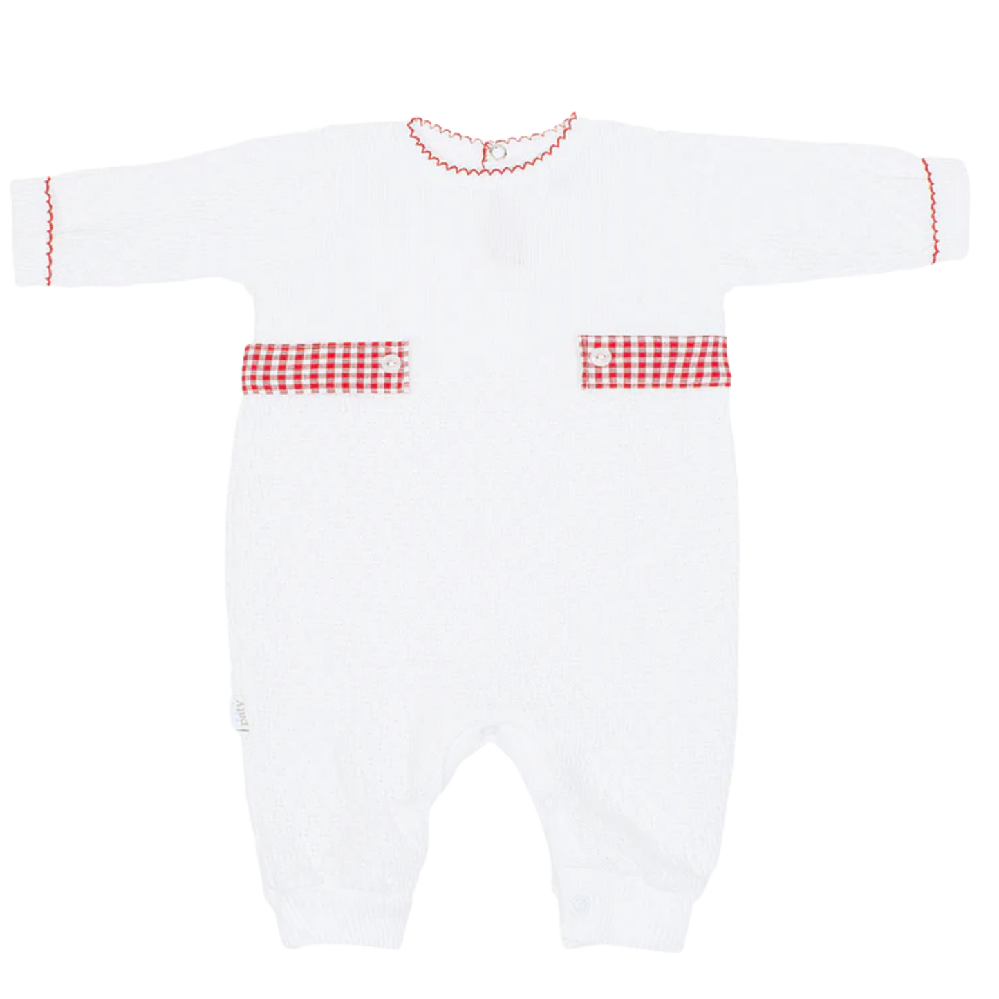 Paty Knit Romper, Gingham Tabs #166LSGHM- Fall Preorder