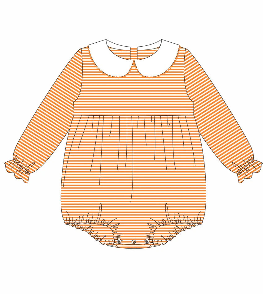 Striped Peter Pan Collar Long Sleeve Bubble GIRLS