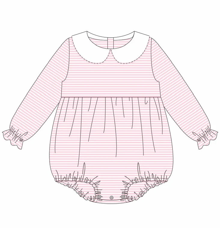 Striped Peter Pan Collar Long Sleeve Bubble GIRLS