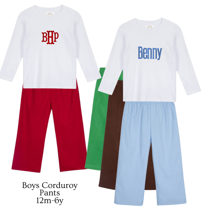 Boys Corduroy Pant & Long Sleeve Tee Set