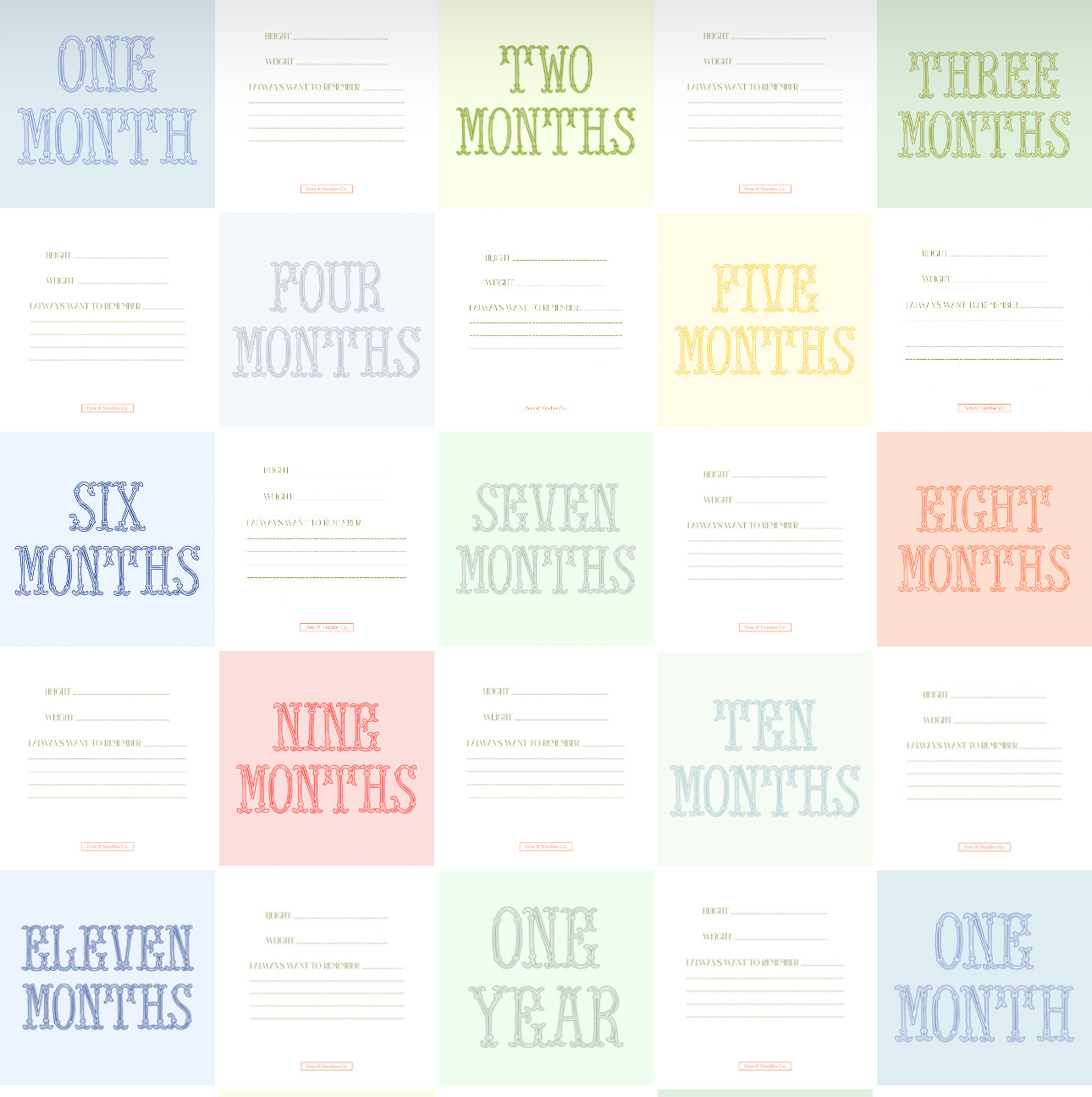 Monthly Milestone Cards