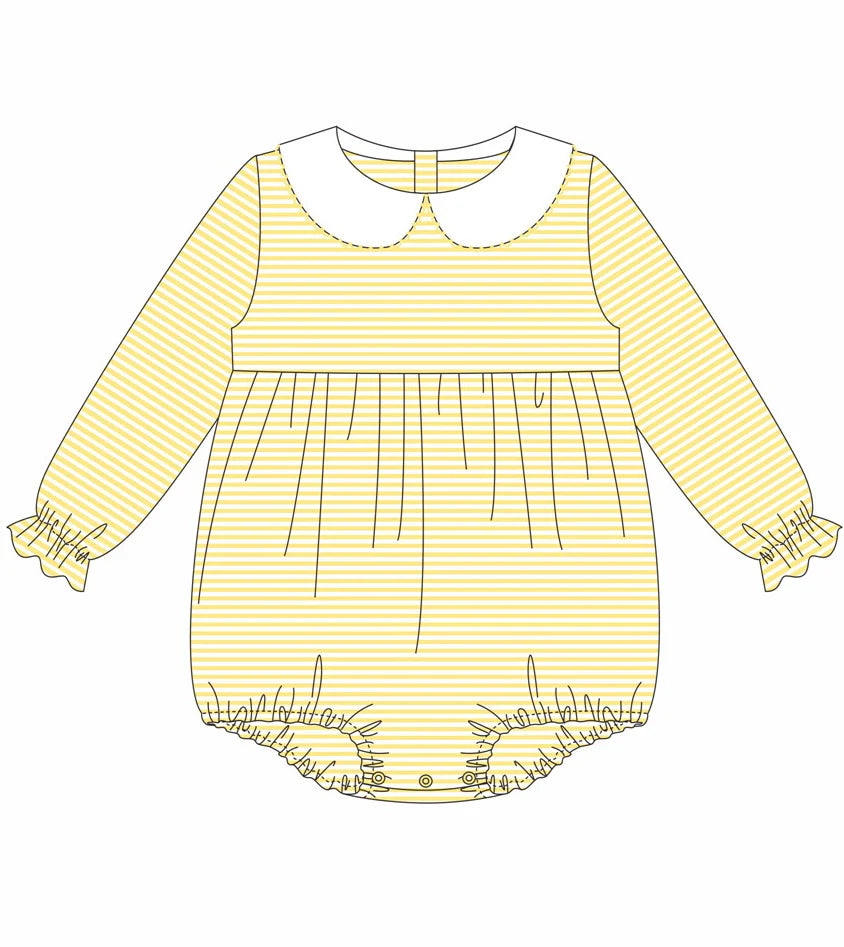 Striped Peter Pan Collar Long Sleeve Bubble GIRLS