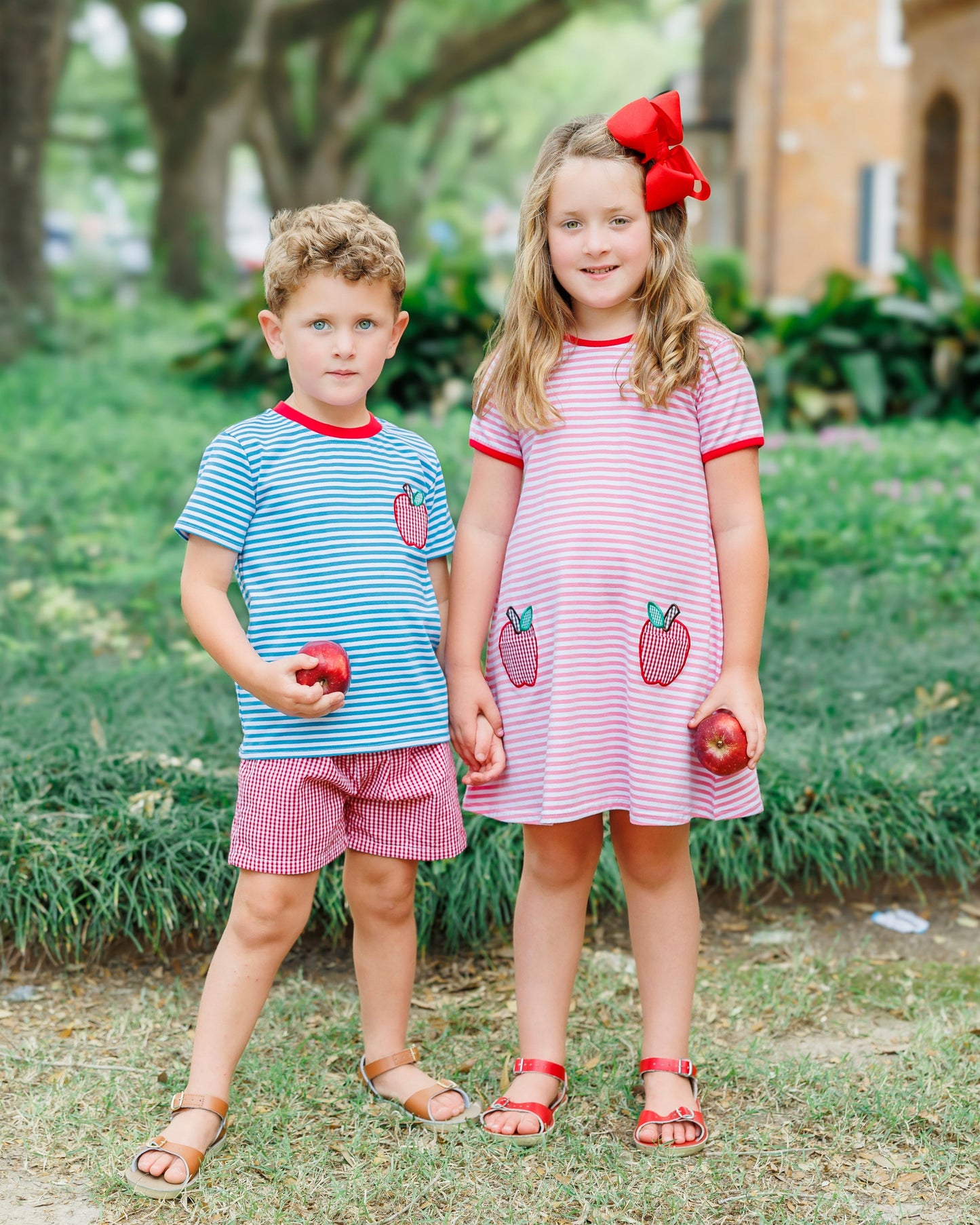 Jellybean Apple Pocket Applique Dress