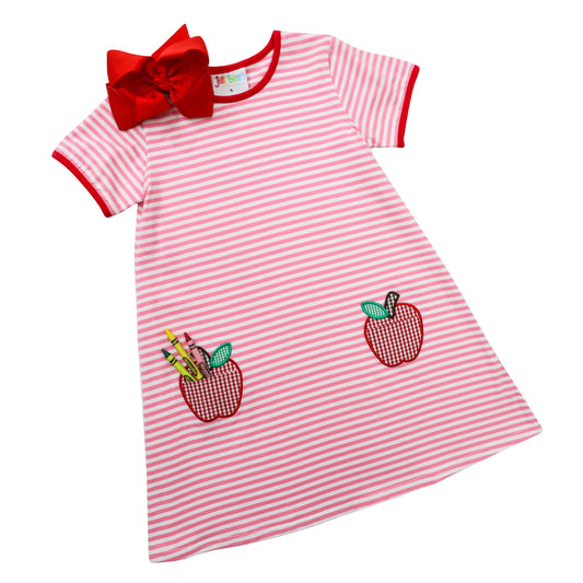 Jellybean Apple Pocket Applique Dress