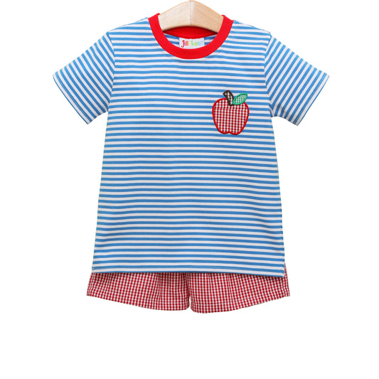 Jellybean Apple Pocket Applique Short Set