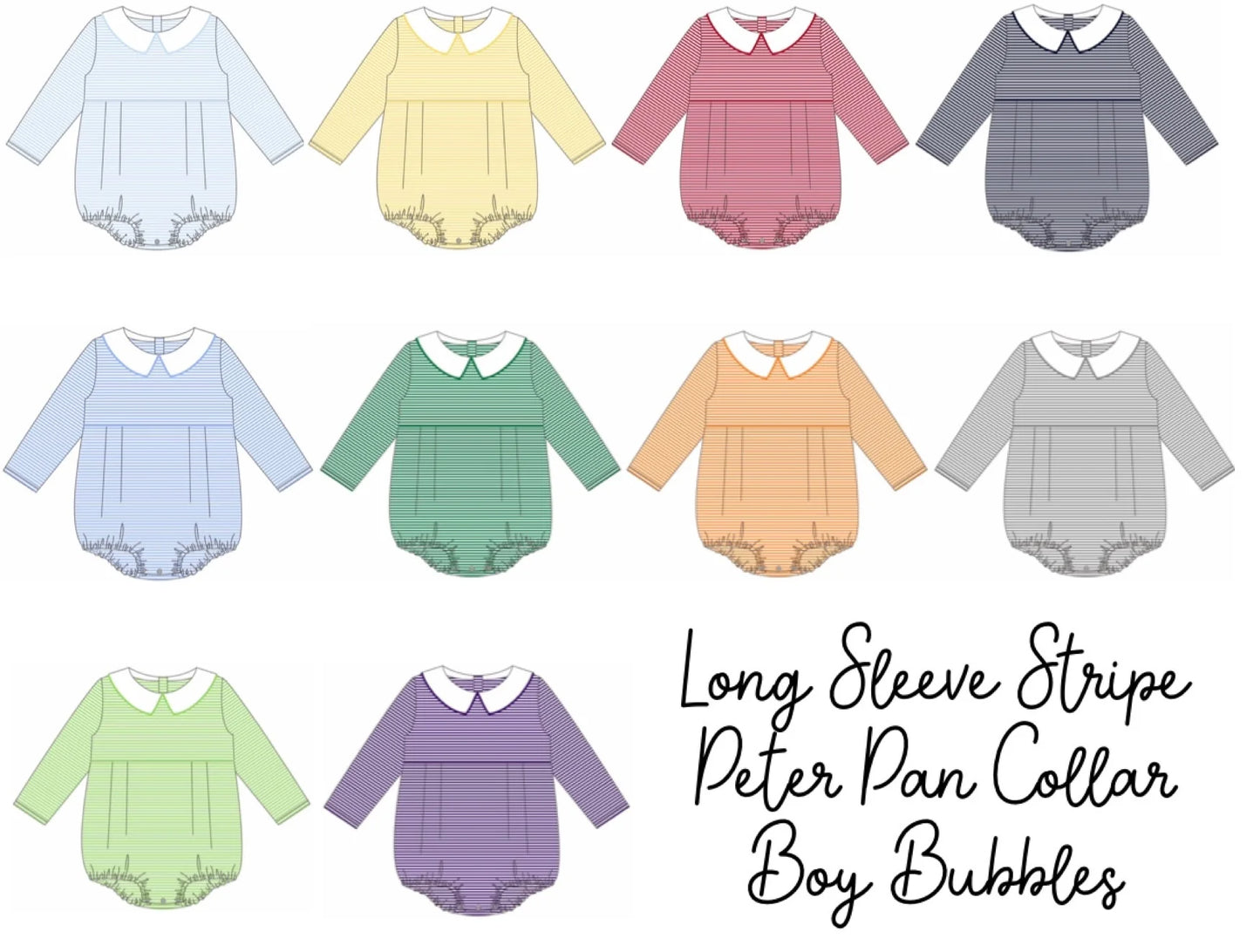 Striped Peter Pan Collar Long Sleeve Bubble BOYS