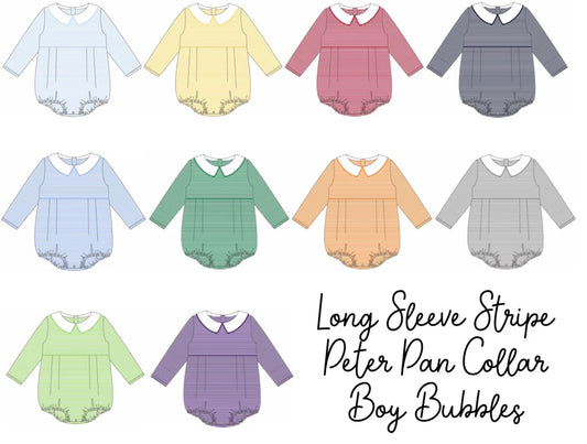 Striped Peter Pan Collar Long Sleeve Bubble BOYS