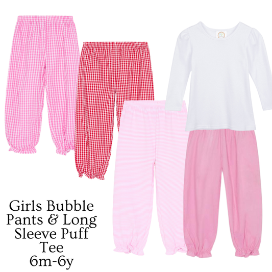 Girls Bubble Pant & Long Sleeve Puff Tee Set