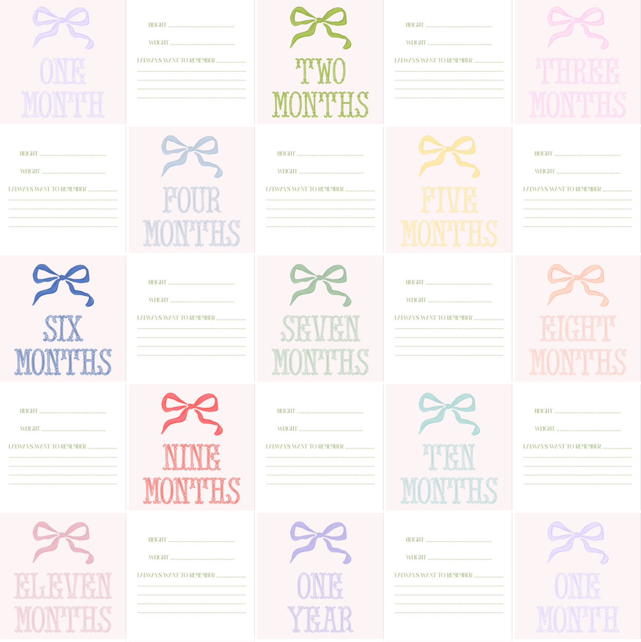 Monthly Milestone Cards