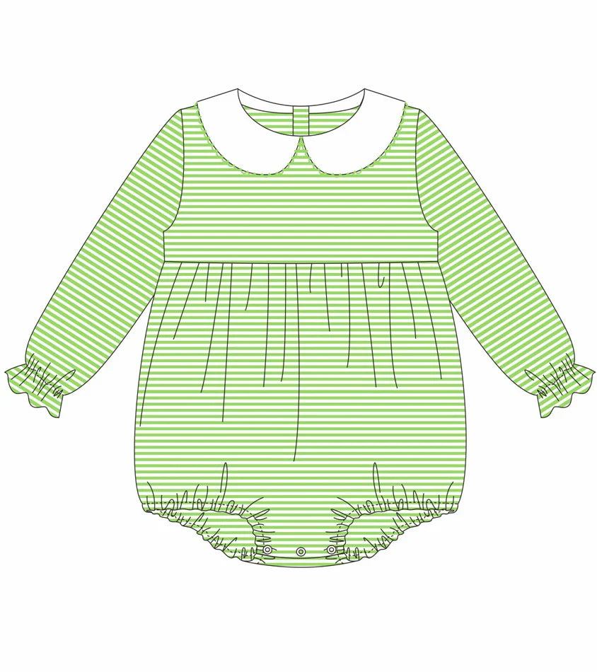 Striped Peter Pan Collar Long Sleeve Bubble GIRLS