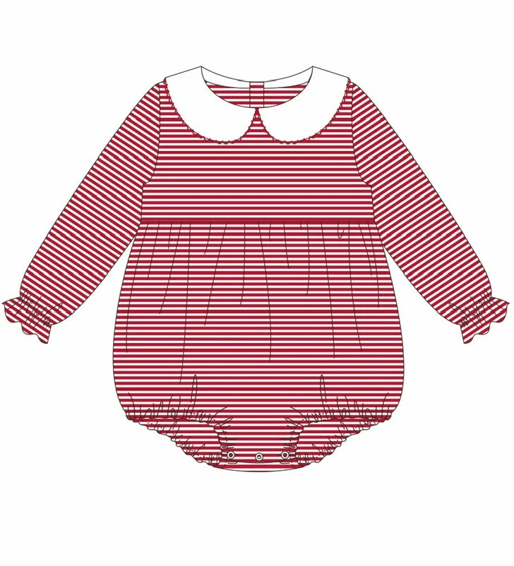 Striped Peter Pan Collar Long Sleeve Bubble GIRLS