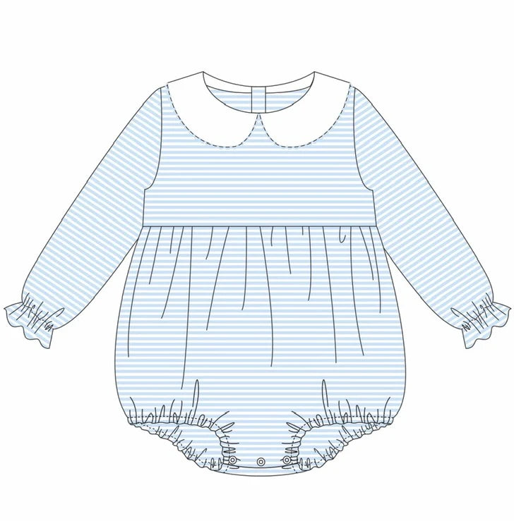 Striped Peter Pan Collar Long Sleeve Bubble GIRLS