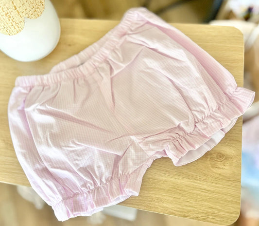BTS: Bubblegum Pink Gingham Girls Bubble Shorties