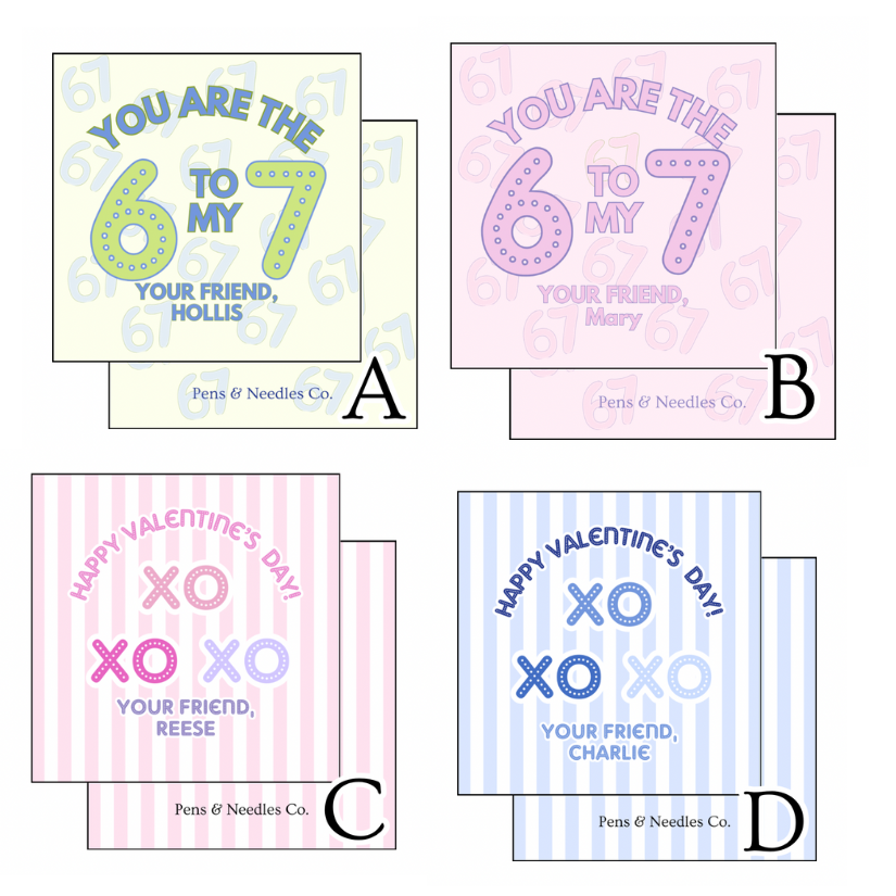 2” Circle Valentine Stickers