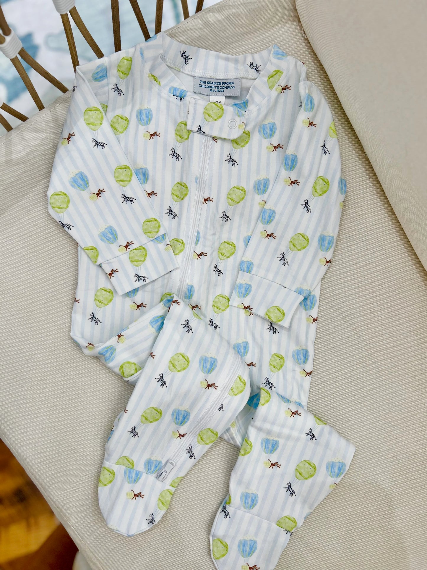 Stitch & Save: P&N Sale-Striped Hot Air Balloon Zip Up Footies