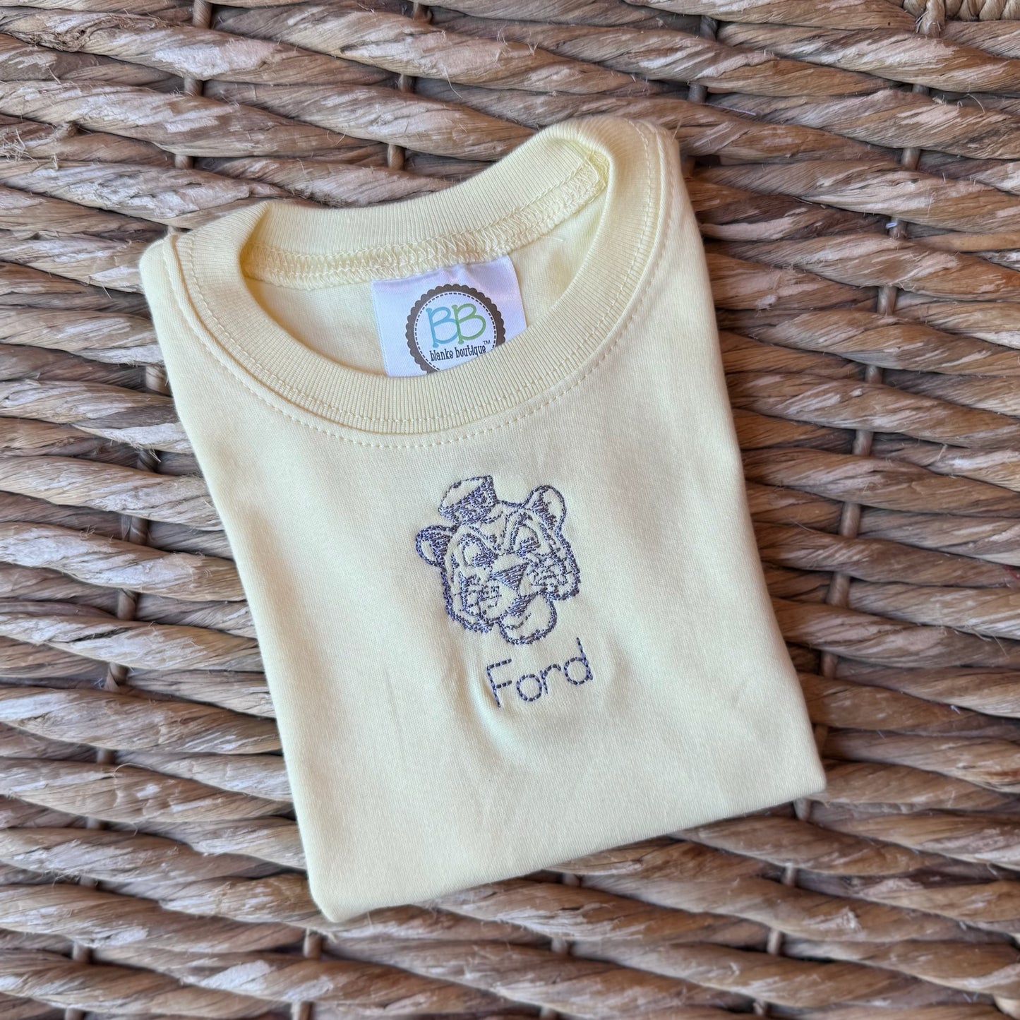 LSU Soft Yellow Tee: Mike the Tiger Sketch