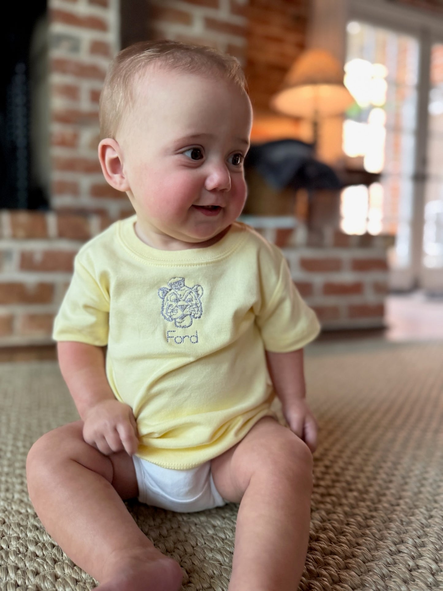 LSU Soft Yellow Tee: Mike the Tiger Sketch