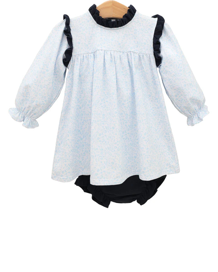 Jellybean Fall Blue Blooms Hallie Diaper Set