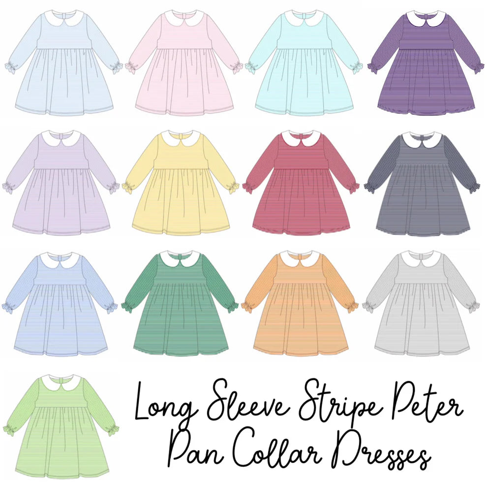Striped Peter Pan Collar Long Sleeve Dress