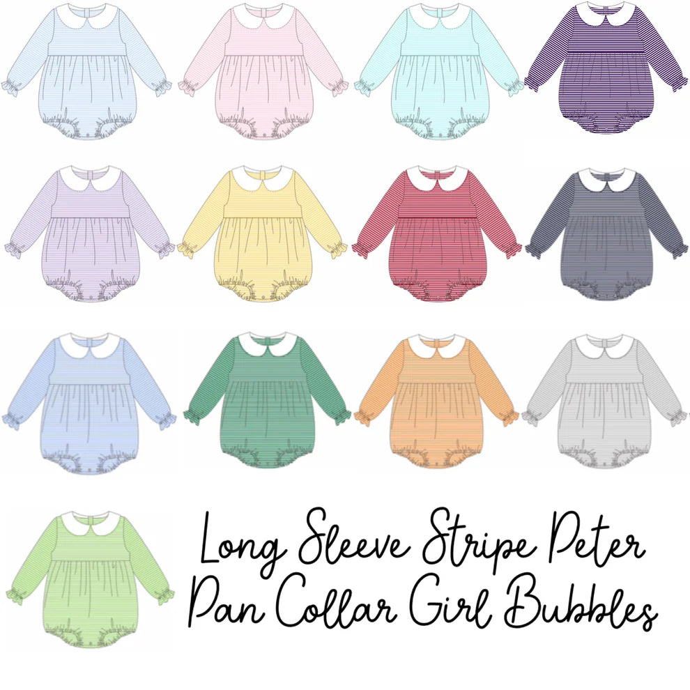 Striped Peter Pan Collar Long Sleeve Bubble GIRLS