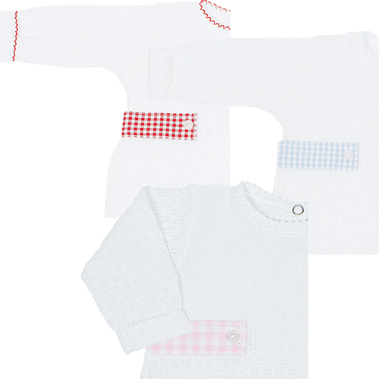 Paty Knit Romper, Gingham Tabs #166LSGHM- Fall Preorder