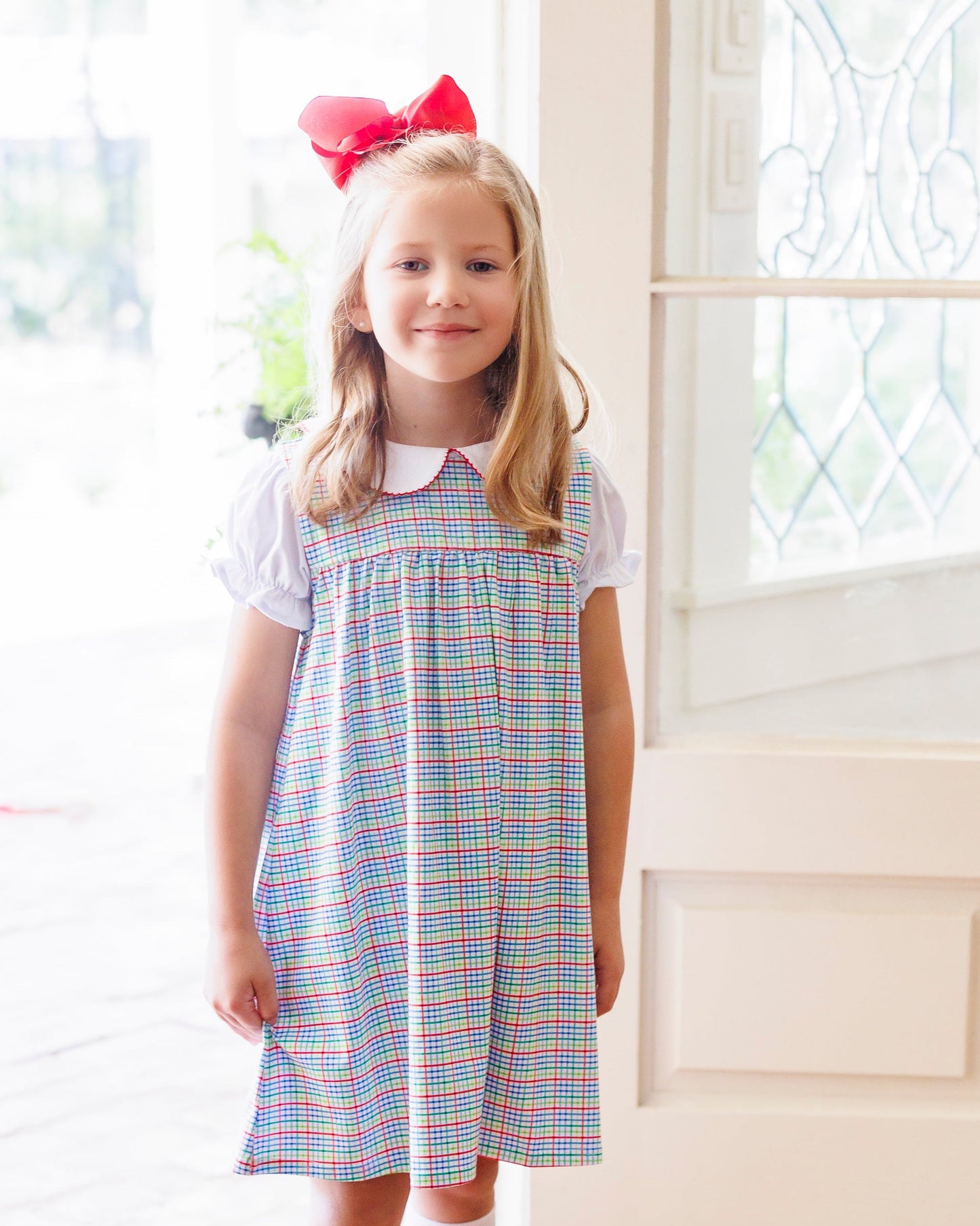Jellybean Primary Plaid Jumper Set