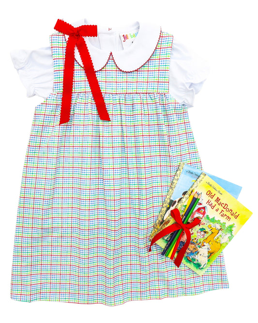 Jellybean Primary Plaid Jumper Set
