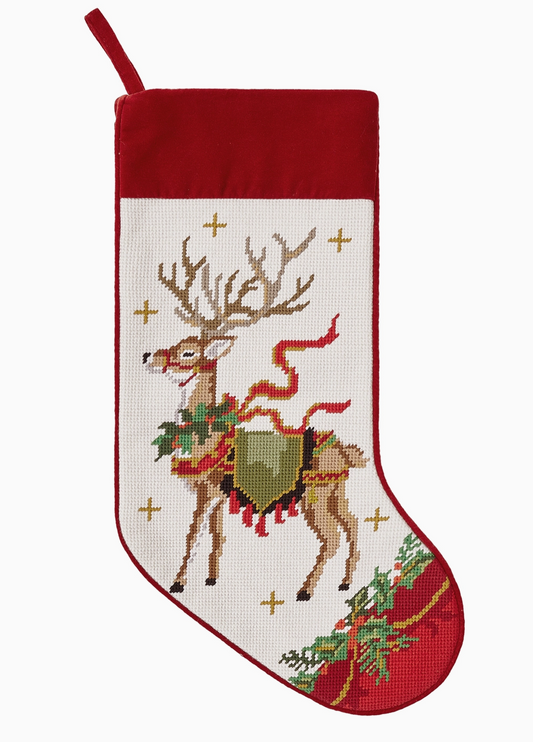 Reindeer with Wreath Stocking